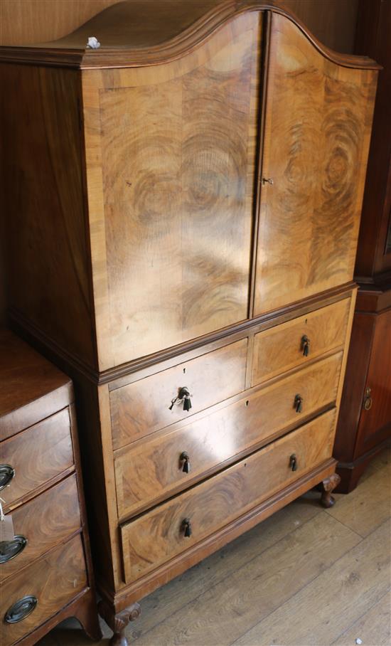 A 1930s walnut cupboard W.100cm